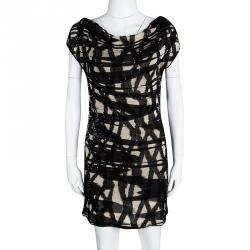 Pre Owned Missoni Black and Beige Sequined Crochet Knit Lietta Dress S
