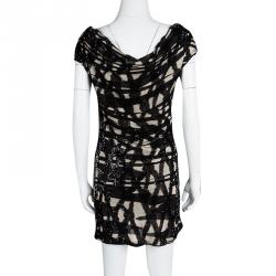 Pre Owned Missoni Black and Beige Sequined Crochet Knit Lietta Dress S