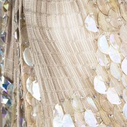 Pre Owned Missoni Beige Perforated Knit Embellished One Shoulder Dress S