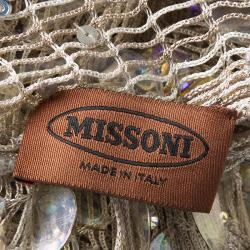 Pre Owned Missoni Beige Perforated Knit Embellished One Shoulder Dress S