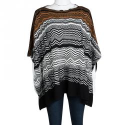 Pre Owned Missoni Multicolor Chevron Pattern Knit Poncho ( One Size )