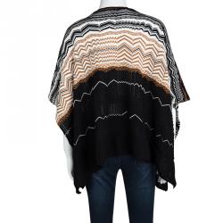 Pre Owned Missoni Multicolor Chevron Pattern Knit Poncho ( One Size )
