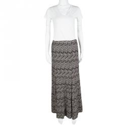 Pre Owned Missoni Patterned Perforated Knit Box Pleat Detail Maxi Skirt M