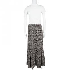 Pre Owned Missoni Patterned Perforated Knit Box Pleat Detail Maxi Skirt M