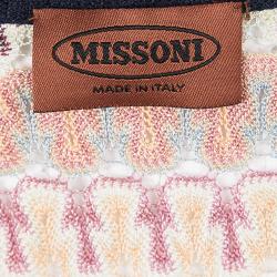 Pre Owned Missoni Multicolor Patterned Perforated Knit Cardigan and Skirt Set L