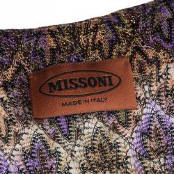 Pre Owned Missoni Multicolor Perforated Lurex Knit Sleeveless Maxi Dress and Scarf Set L