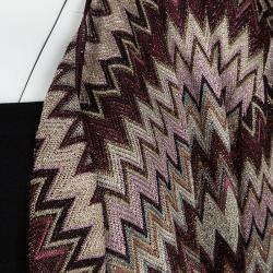 Pre Owned Missoni Multicolor Lurex Knit Chevron Pattern Open Front Shrug L