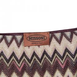 Pre Owned Missoni Multicolor Lurex Knit Chevron Pattern Open Front Shrug L