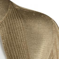 Pre Owned Missoni Gold Rib Knit Short Sleeve Cardigan S