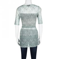 Pre Owned Missoni Multicolor Perforated Patterned Knit Short Sleeve Tunic S