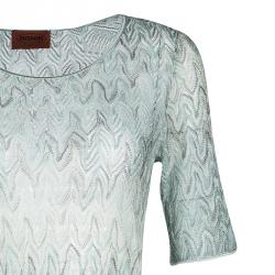 Pre Owned Missoni Multicolor Perforated Patterned Knit Short Sleeve Tunic S