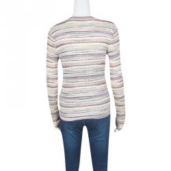 Pre Owned Missoni Multicolor Textured Knit Button Front Long Sleeve Cardigan L