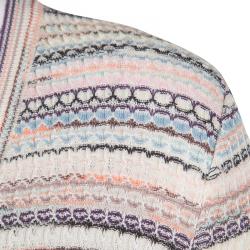 Pre Owned Missoni Multicolor Textured Knit Button Front Long Sleeve Cardigan L