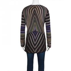 Pre Owned Missoni Multicolour Striped Lurex Knit Long Sleeve Top L