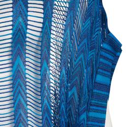 Pre Owned Missoni Mare Blue Chevron Pattern Cutout Knit Beach Cover Up Maxi Dress M