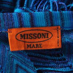 Pre Owned Missoni Mare Blue Chevron Pattern Cutout Knit Beach Cover Up Maxi Dress M