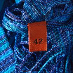 Pre Owned Missoni Mare Blue Chevron Pattern Cutout Knit Beach Cover Up Maxi Dress M