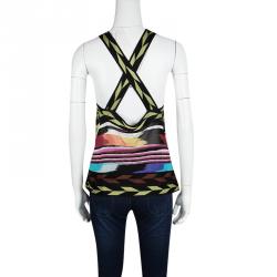 Pre Owned Missoni Multicolor Patterned Knit Cross Back Sleeveless Crop Top M