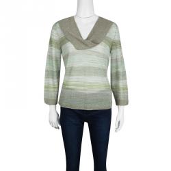 Pre Owned Missoni Multicolor Striped Lurex Knit Long Sleeve Top M