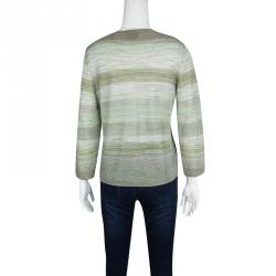 Pre Owned Missoni Multicolor Striped Lurex Knit Long Sleeve Top M