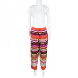 Pre Owned Missoni Multicolor Wave Pattern Knit Track Pants M