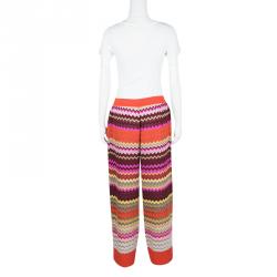 Pre Owned Missoni Multicolor Wave Pattern Knit Track Pants M