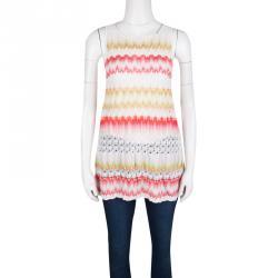 Pre Owned Missoni Multicolor Perforated Knit Long Tank Top S