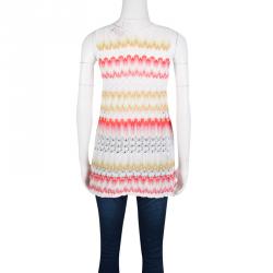 Pre Owned Missoni Multicolor Perforated Knit Long Tank Top S