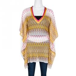 Pre Owned Missoni Multicolor Patterned Perforated Knit Kaftan Top S