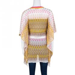 Pre Owned Missoni Multicolor Patterned Perforated Knit Kaftan Top S