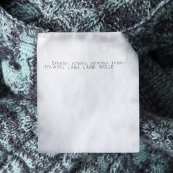 Pre Owned Missoni Blue and Grey Perforated Wool Turtle Neck Sweater S