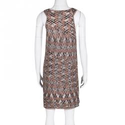Pre Owned Missoni Multicolor Perforated Jacquard Knit Paneled Sleeveless Dress M