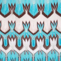 Pre Owned Missoni Blue and Brown Perforated Patterned Knit Cold Shoulder Dress S