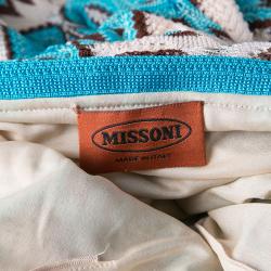 Pre Owned Missoni Blue and Brown Perforated Patterned Knit Cold Shoulder Dress S