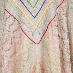 Pre Owned Missoni Beige Patterned Lurex Knit Fringed Neckline Kaftan S