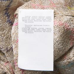 Pre Owned Missoni Beige Patterned Lurex Knit Fringed Neckline Kaftan S