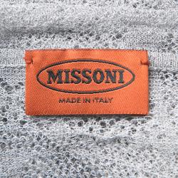 Pre Owned Missoni Grey Perforated Lurex Knit Detail Long Sleeve Maxi Dress S