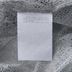 Pre Owned Missoni Grey Perforated Lurex Knit Detail Long Sleeve Maxi Dress S