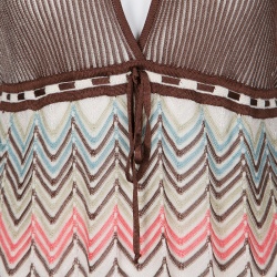 Pre Owned Missoni Multicolor Chevron Knit Cutout Tie Detail Sleeveless Top M