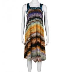 Pre Owned Missoni Multicolor Perforated Textured Knit Sleeveless Dress S