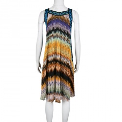 Pre Owned Missoni Multicolor Perforated Textured Knit Sleeveless Dress S