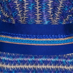 Pre Owned Missoni Blue Perforated Lurex Knit Blouson Dress M