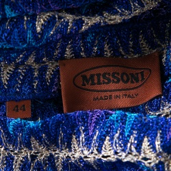 Pre Owned Missoni Blue Perforated Lurex Knit Blouson Dress M