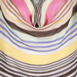 Pre Owned Missoni Multicolor Striped Lurex Knit Detail Short Sleeve Draped Top S