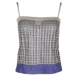 Pre Owned Missoni Metallic Checked Contrast Hem Detail Sleeveless Top S