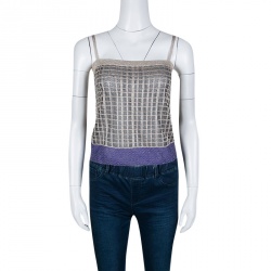 Pre Owned Missoni Metallic Checked Contrast Hem Detail Sleeveless Top S