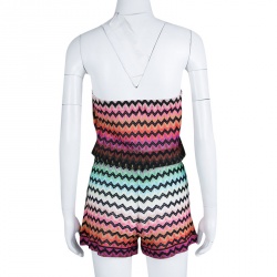 Missoni Mare Multicolor Chevron Pattern Knit Strapless Sirmione Playsuit S