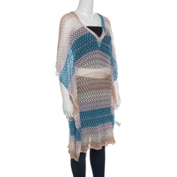 Pre Owned Missoni Mare Multicolor Perforated Knit Kaftan Style Beach Cover Up Top M