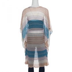 Pre Owned Missoni Mare Multicolor Perforated Knit Kaftan Style Beach Cover Up Top M