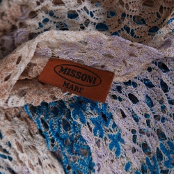 Pre Owned Missoni Mare Multicolor Perforated Knit Kaftan Style Beach Cover Up Top M